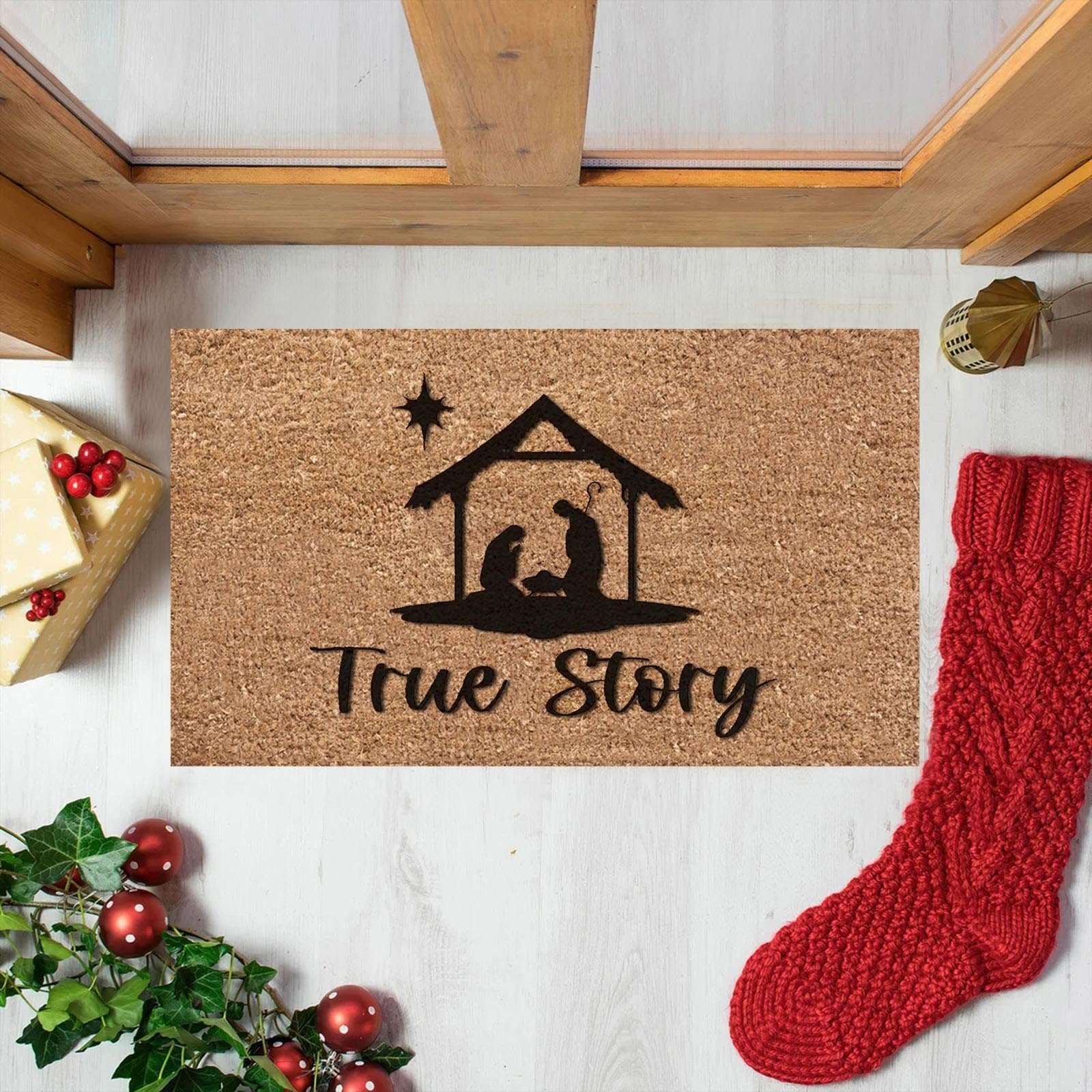 Amazon.com: GWGM Christmas Decoration Doormat Farmhouse Happy ...