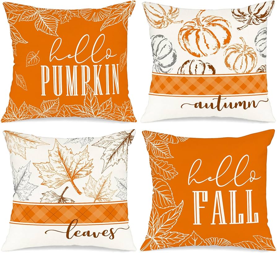 Amazon.com: Ywlake 12x12 Fall Pillow Covers Set of 4, Hello ...