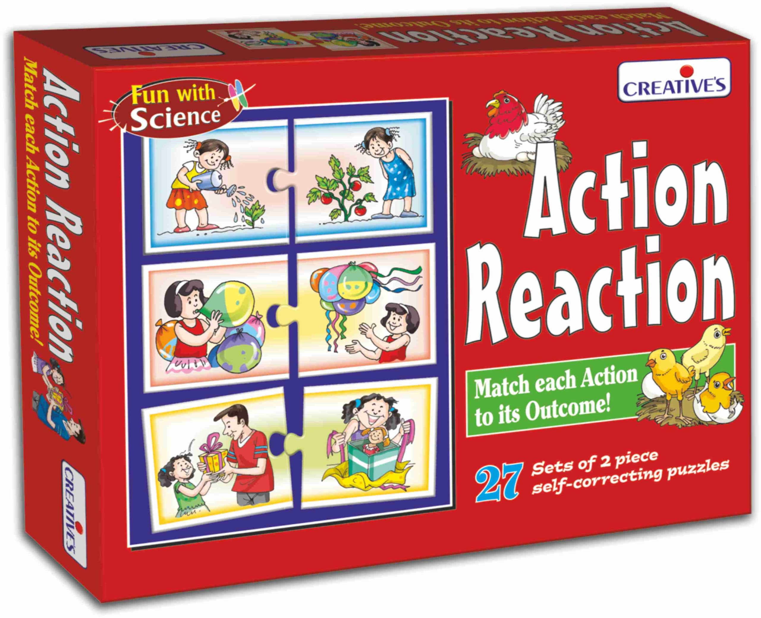 Creative's Action Reaction | Fun with Science | Match Each Action to its Outcome | Basic Science Concepts | Action/Cause and Result/Reaction | Learning & Educational |Science Games | Ages 4 & up