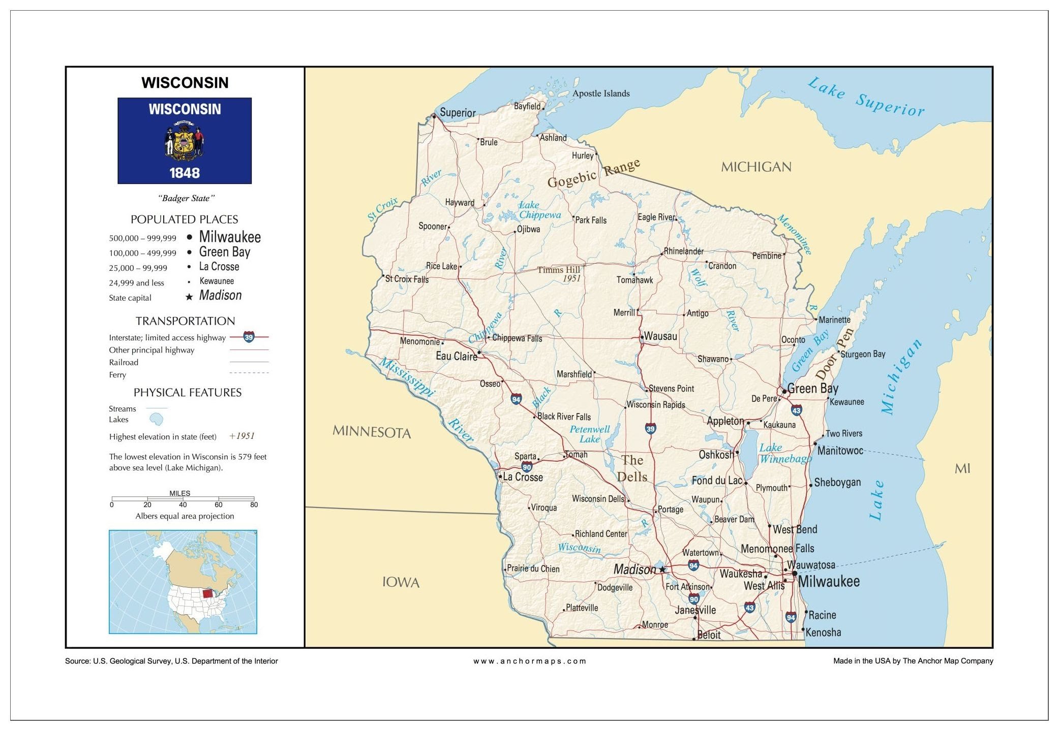 Buy 13x19 Wisconsin General Reference Wall - Anchor s USA Foundational ...