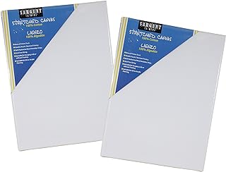 Sargent Art 18 x 24 Inch Stretched Canvas, Pack of 2 Pieces, Blank White Canvases, Double Acrylic Titanium Priming, Perfec...