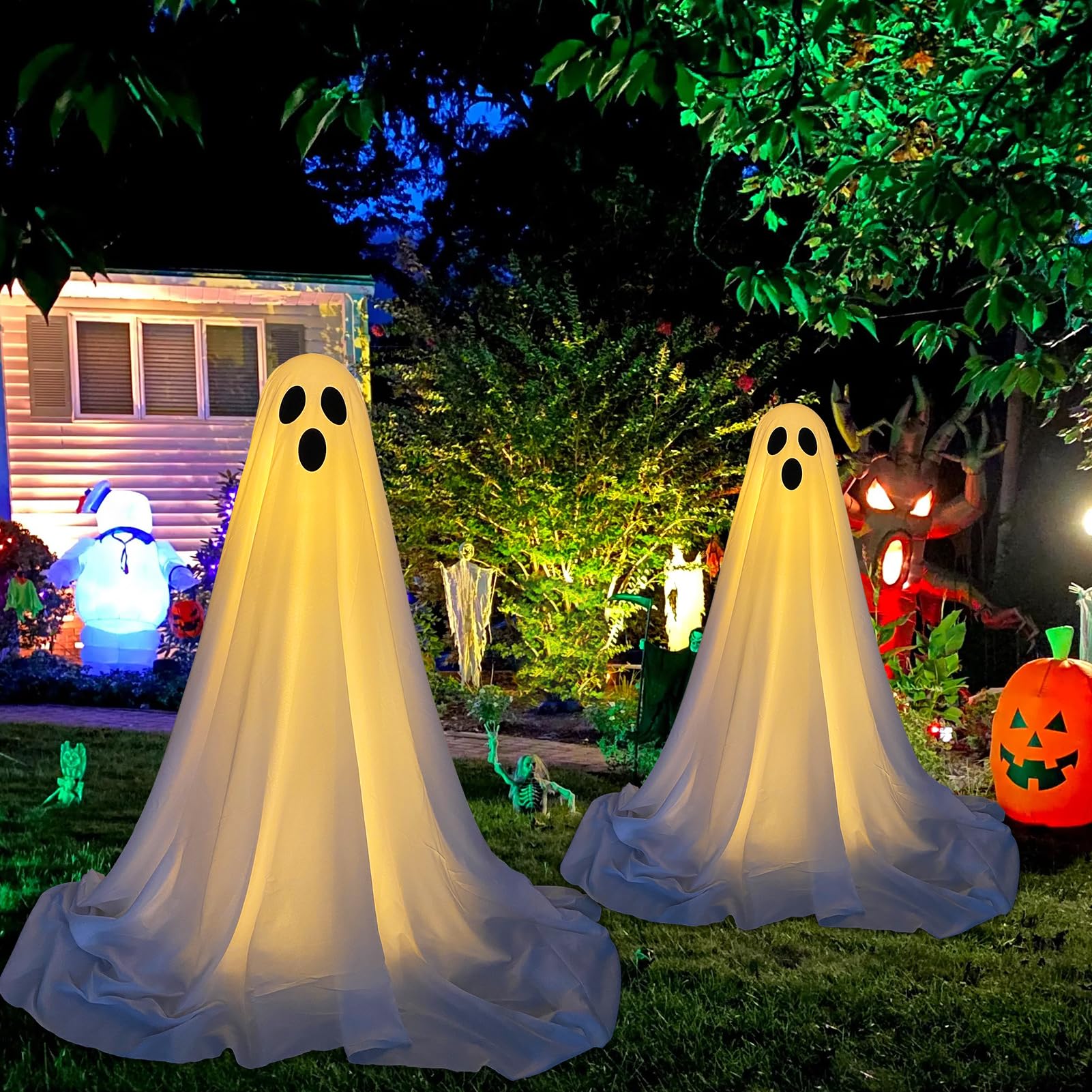 Amazon.com: DAZONGE 2 Pack Halloween Decorations Outdoor, Spooky ...