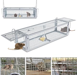 Humane Rat Trap, Large 2-Door Mouse Traps That Work for Indoor Home and Outdoor, Small Rodent Chipmunk Squirrel Trap and O...