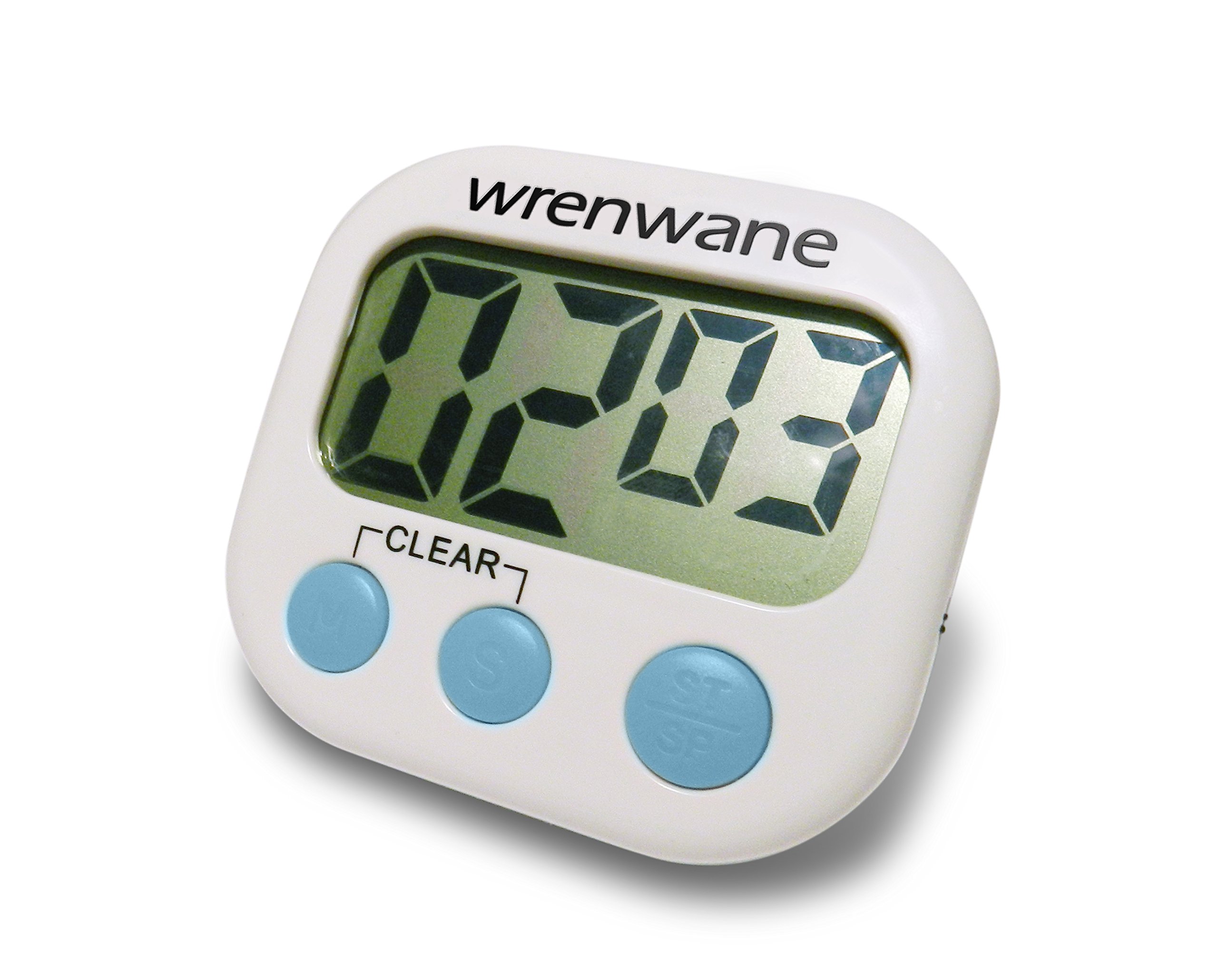 Wrenwane Digital Kitchen Timer (Upgraded Version) Big Digits, Loud Alarm, Magnetic Backing, Stand, USA for 7+ Years with 10000+ Reviews! White