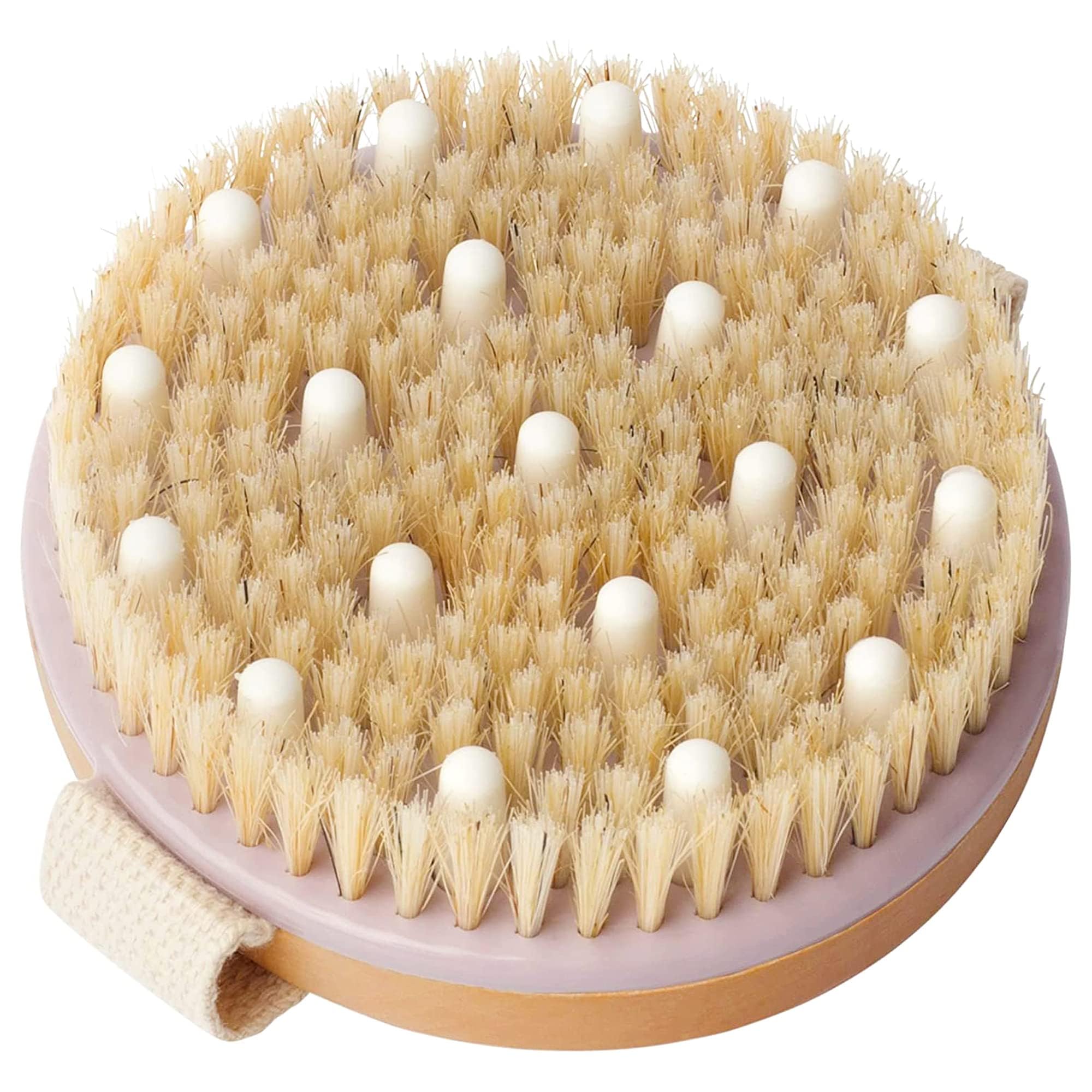 MainBasics Dry Brushing Body Brush for Lymphatic Drainage, Dry Skin, Cellulite, Blood Circulation with Exfoliating Natural Bristles and Massage Nodes for Flawless Skin