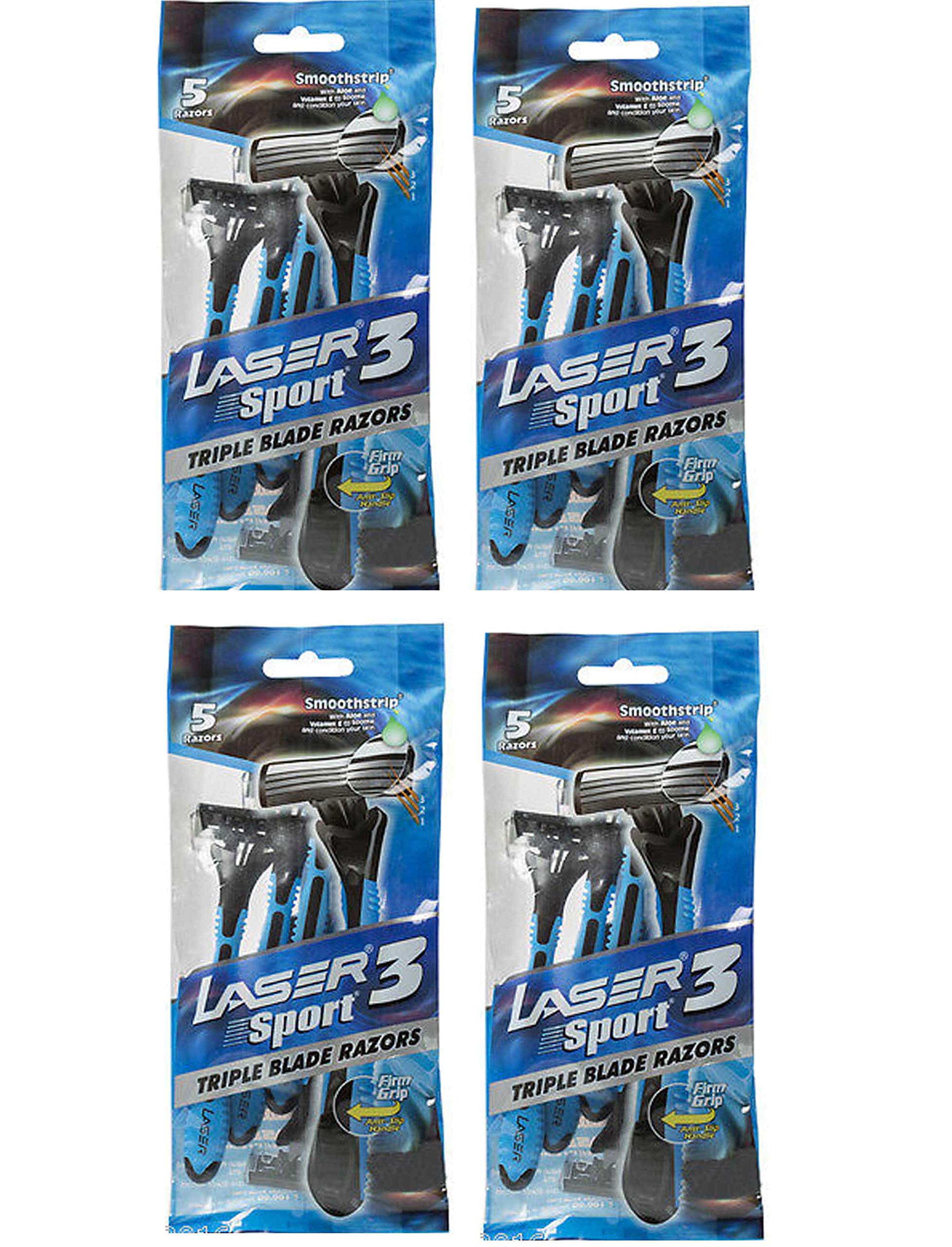 Laser Men Pack Of 4 Sport 3 Triple Blade Razor 5 X 4 20 Pcs Razors