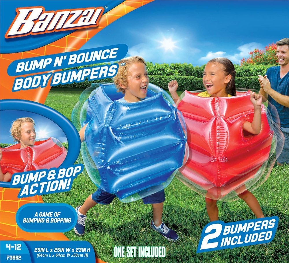 BANZAIBANZAI: Bump N' Bounce Body Bumpers, A Game of Bumping & Bopping, 2 Bumpers Included in Red & Blue, Fun & Safe Cushion Inflatable Surface, For Ages 4 and up