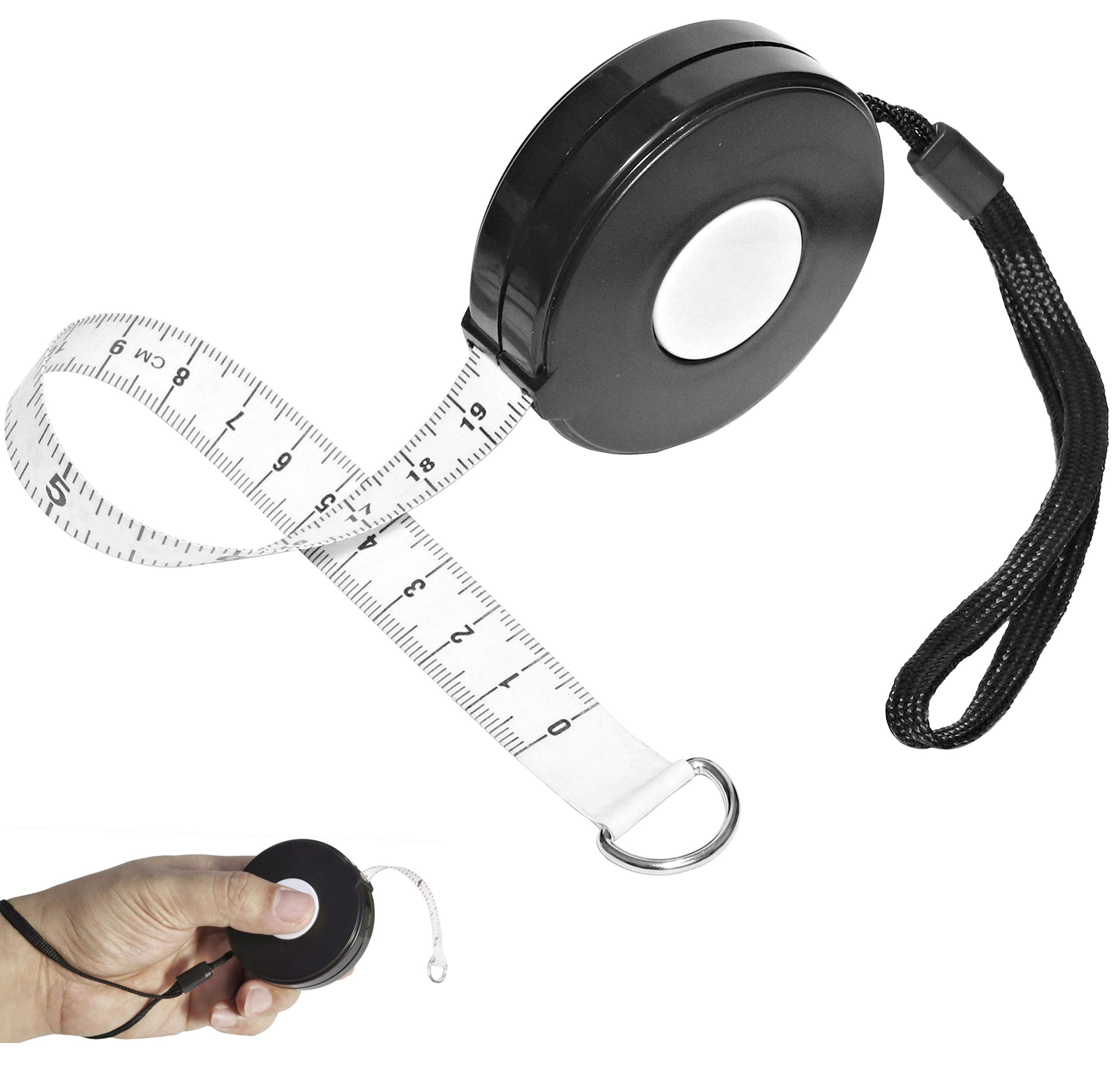 Dhana Style Retractable Measuring Tape Body Fabric Sewing Tailor Cloth Knitting Craft Measurements Tape 80-In/ 205cm With Mini Storage Pouch Type: DS-RM-Tape (BK)