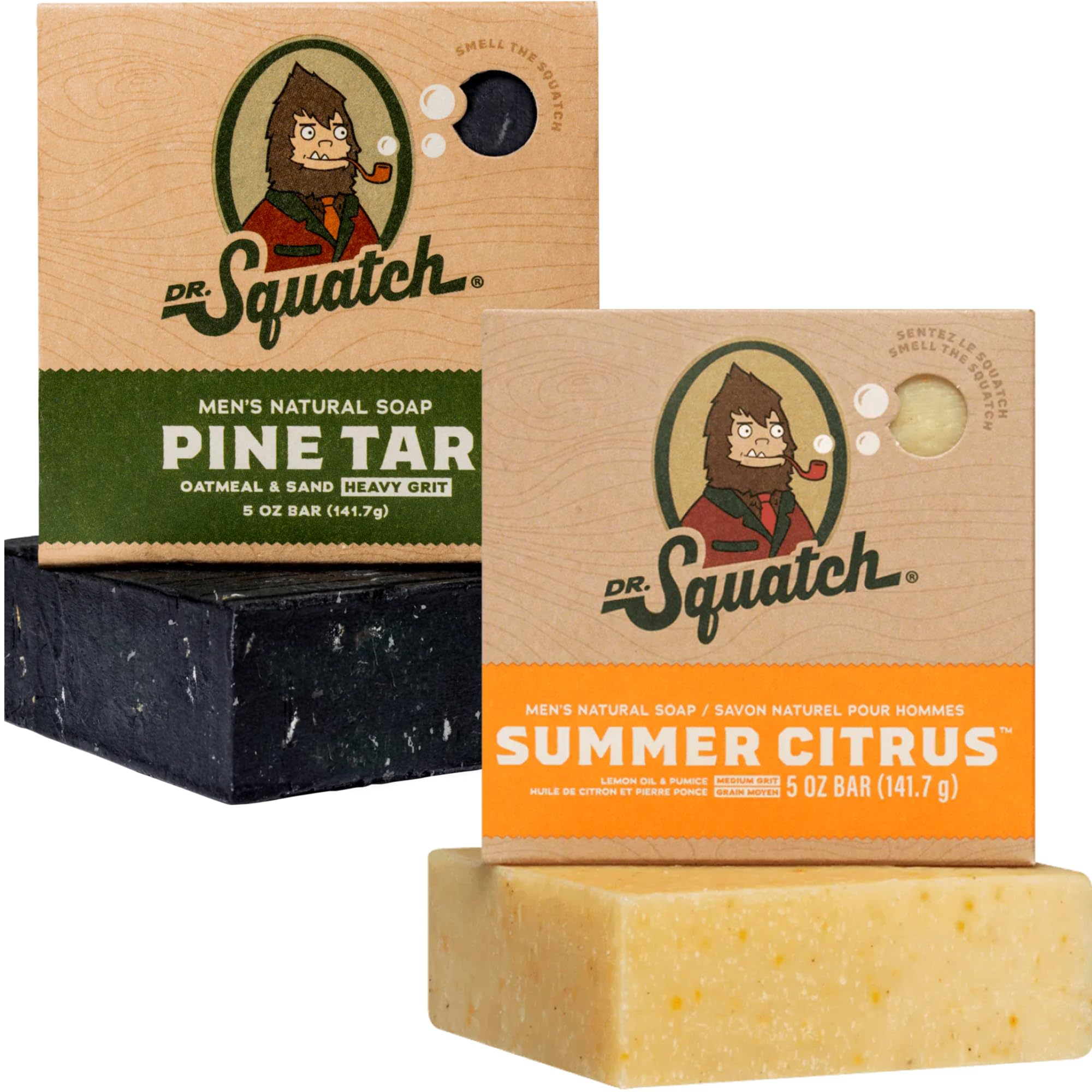 GenericNatural Soap Bar for Men, 2 Bar Variety Pack 1x Pine Tar + 1x Summer Citrus - All Natural