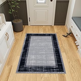 Ottomanson Machine Washable Bordered Design Non-Slip Rubberback 3x5 Traditional Area Rug for Living Room, Bedroom, Kitche...