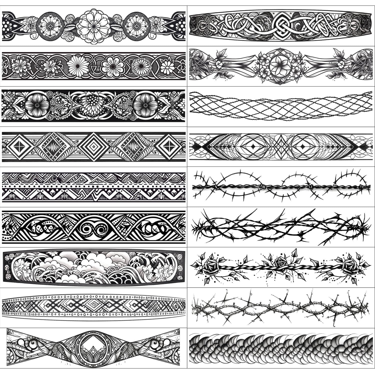 GLARYYEARS Arm Band Temporary Tattoo - 18 Pack Super Long size, Realistic & Boho Polynesian Maori Style Fake Tattoos, ArmBand Tattoos for Wrist, Ankle Circle, Barbed Wire, Tribal and Totem