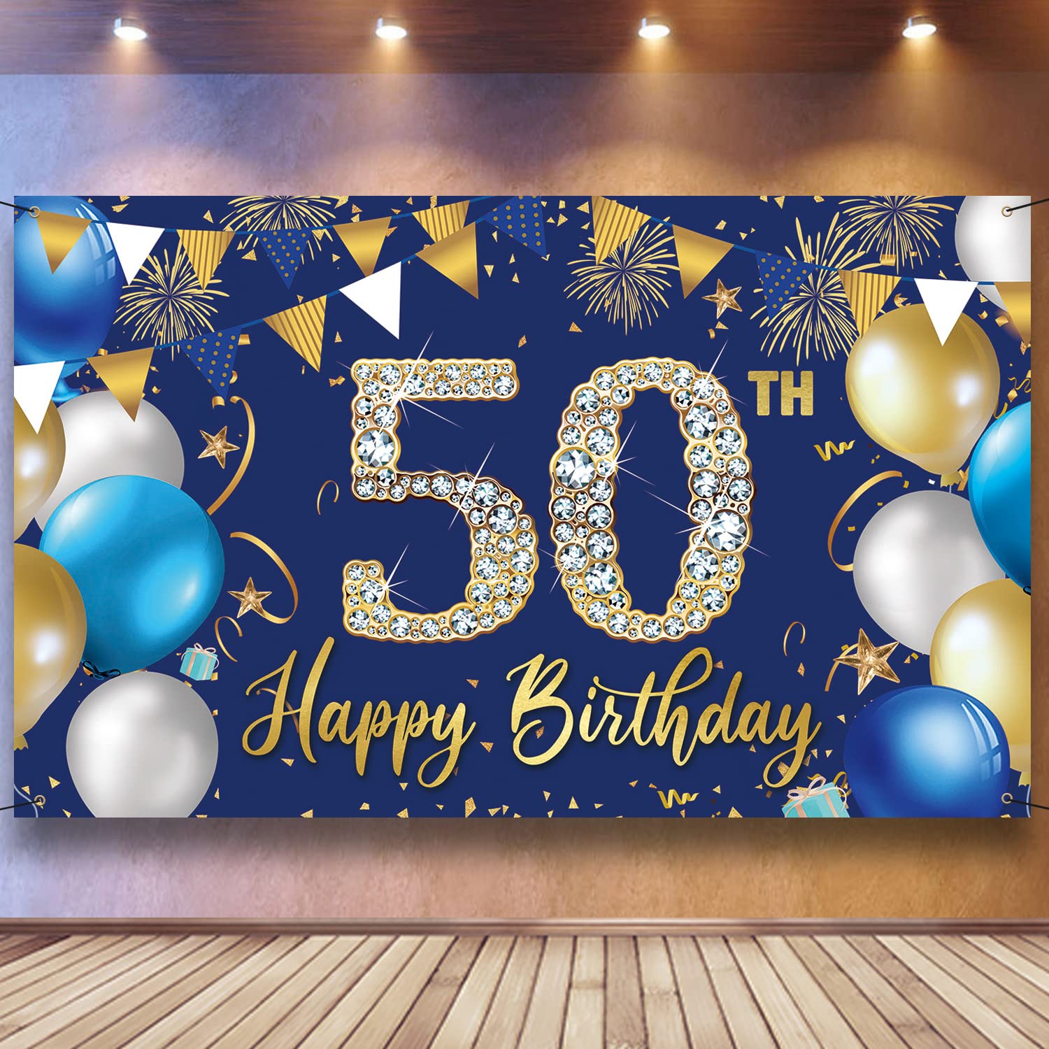 Amazon.com : 50th Birthday Decorations Backdrop for Men, Happy ...