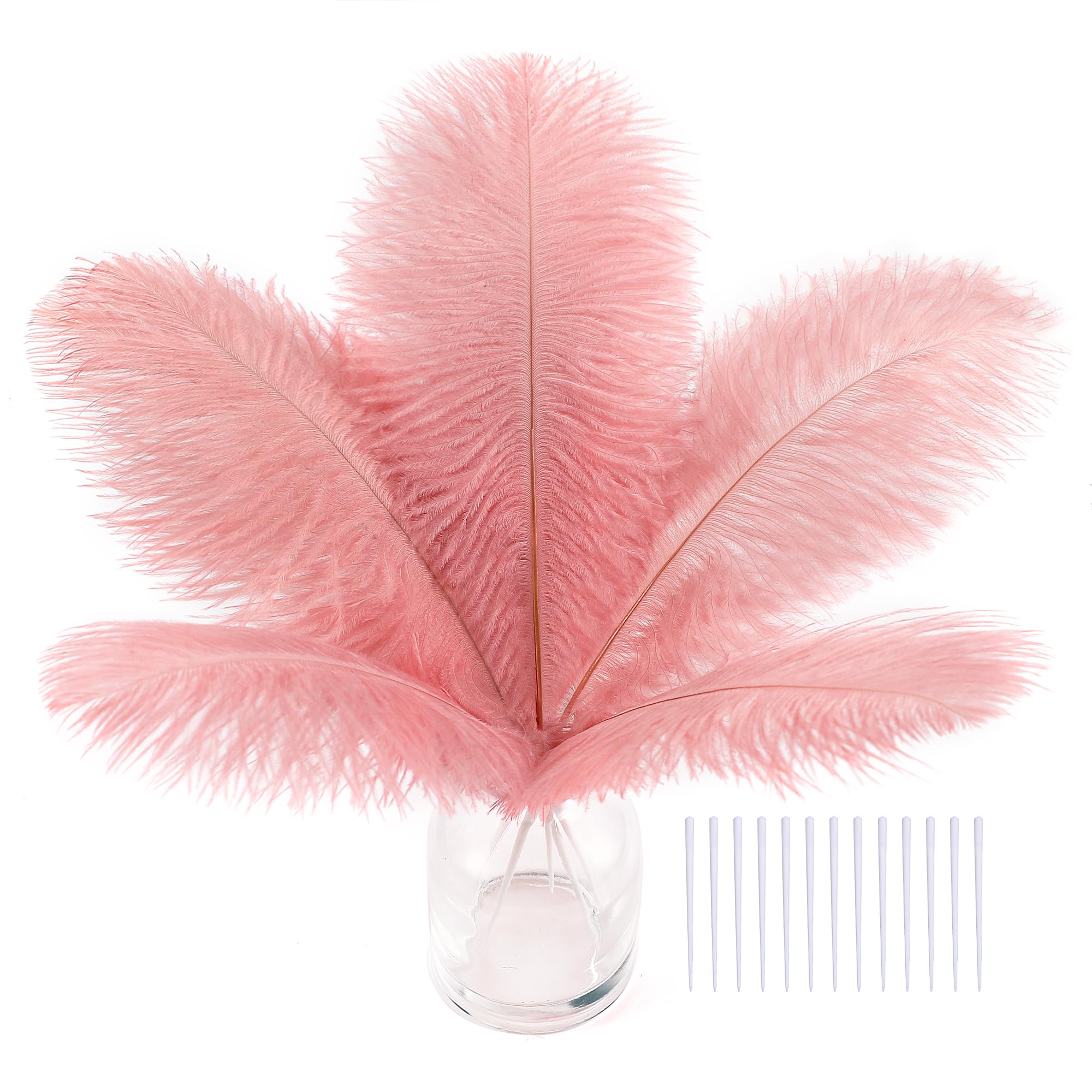 SOGUGOM Pink Craft Ostrich Feathers - 30PCS Total Length 9-11 inch Natural Ostrich Feathers Kit for Wedding Decorations, Hats and DIY Projects(Lotus Pink)