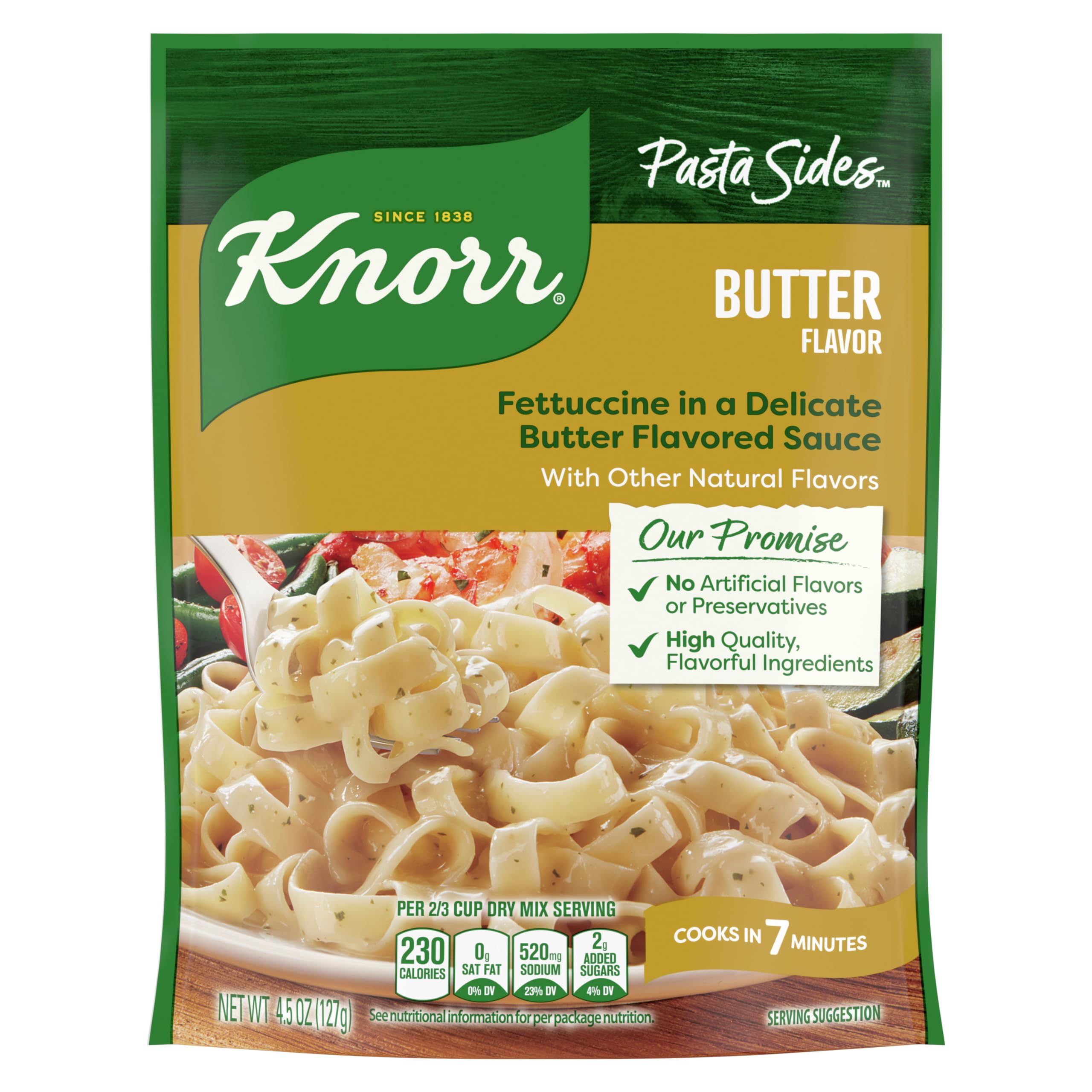 Knorr Pasta Sides Butter Fettuccine For Delicious Quick Pasta Side Dishes No Artificial Flavors, No Preservatives, No Added MSG 4.5 oz