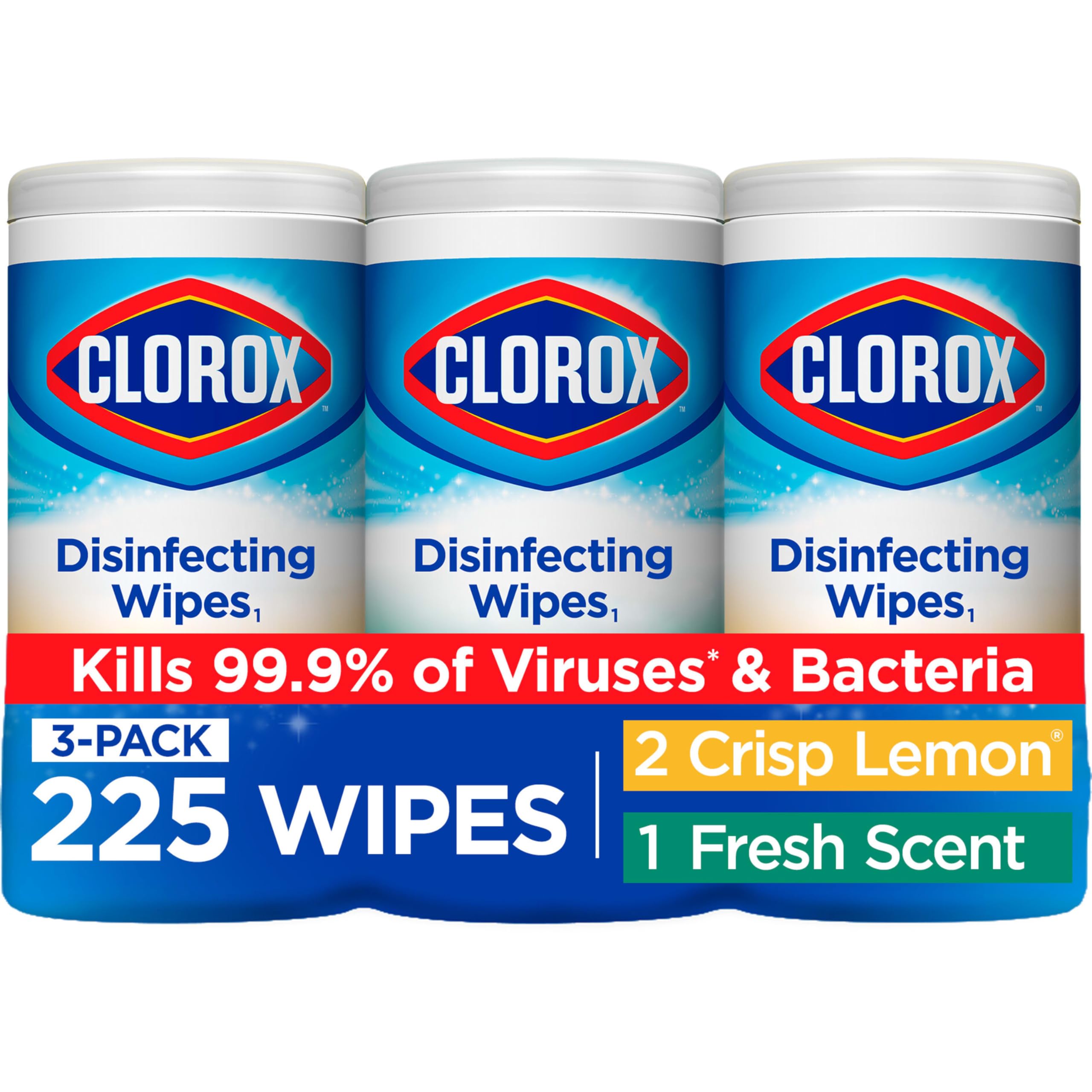 Clorox Disinfecting Wipes Value Pack, Household Essentials, 75 Count, Pack of 3 (Package May Vary)