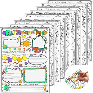 Gueevin 40 Pcs All about Me Posters for Elementary School Kindergarten Educational All about Me Student Posters Classroom Star Student Poster for Kids Students, 13.39 x 10.24 Inches