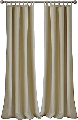 Elrene Home Fashions Matine Weatherproof Tab-Top Indoor/Outdoor Solid Color Curtain Panel for Porch, Pergola, Patio, Deck, 52”W x 108”L, Taupe