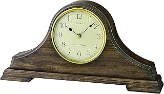 Seiko QXJ031B Wooden Napoleon Quartz Battery Mantel Mantle Clock with Westminster Quarter Hour Chime & Volume Control. QXJ...