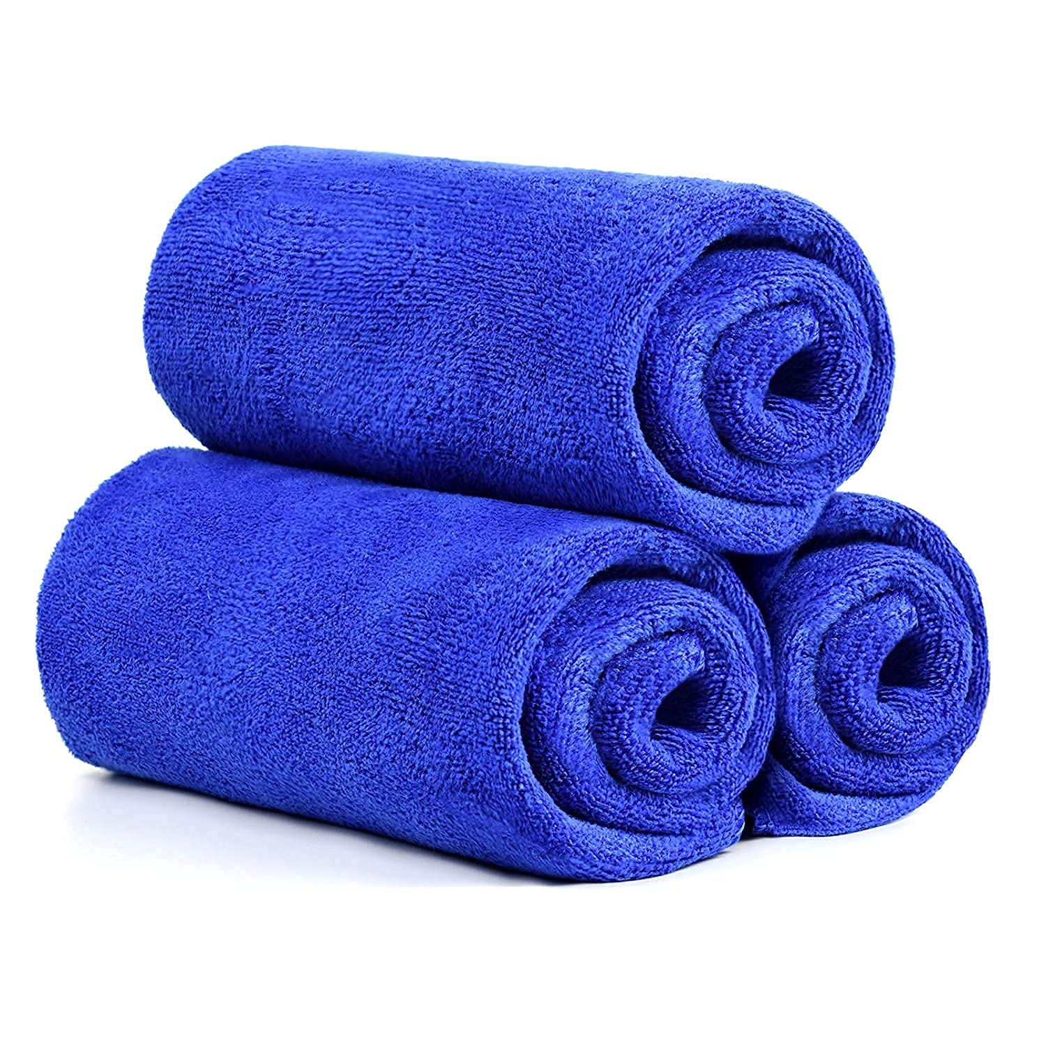 RK ENTERPRISES Microfibre Cleaning Cloth - 40 cm x 40 cm - 340 GSM, High-Absorbent Lint-Free Streak-Free Towel for Car, House, Kitchen, Window, etc. (Blue-Pack of 3)