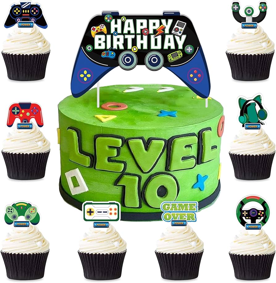 Amazon.com: Video Game Cake Topper 73 PCS Video Game Cake ...