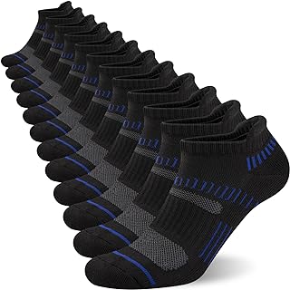 COOPLUS Mens Ankle Socks Athletic Cushioned Breathable Low Cut Tab With Arch Support - 6 Pairs