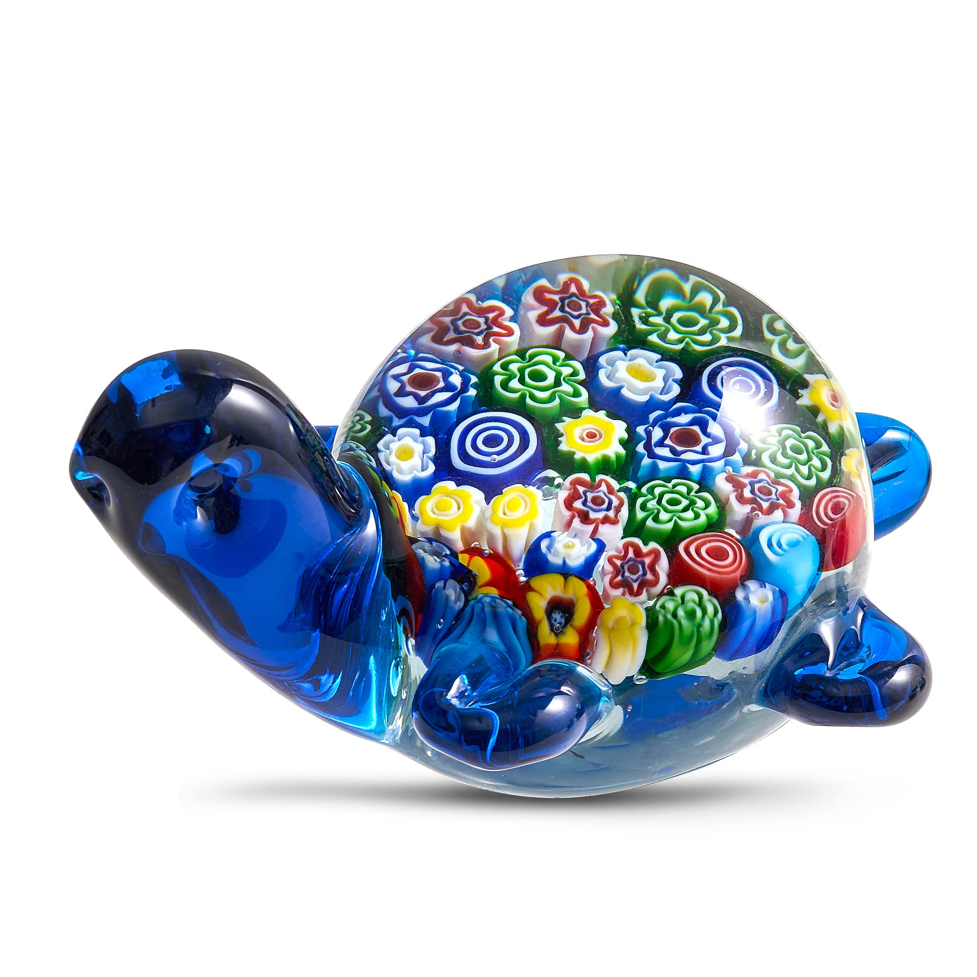 EUSTUMAHand Blown Glass Sea Turtle Figurines Ornament,Sea Animal Ornament for Home Decor,Sea Animals Collection for Birthday Gift,Glass Tortoise Sculpture