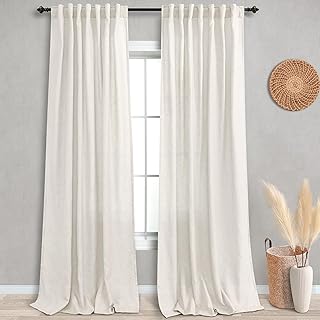 KOUFALL 120 Inches Long Linen Curtains for Backdrop,Elegant Sheer Light Filtering Boho Luxury Curtains for Living Room,2 P...