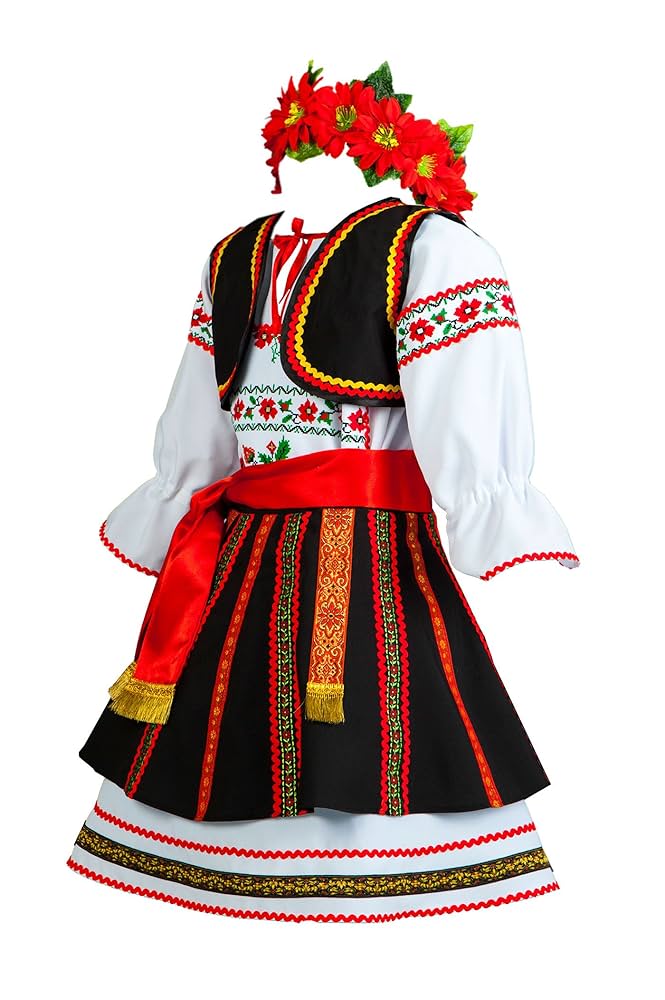 : Romanian costume girls folk dress Moldova dancewear Slavic  attire : Handmade Products