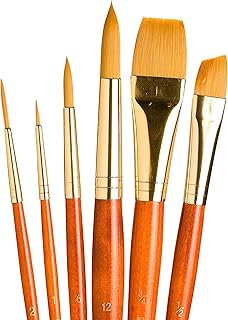 Princeton Real Value, Series 9100, Paint Brush Sets for Acrylic, Oil & Watercolor Painting, Syn-Gold Taklon (Rnd 1, 6, 12 ...