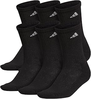 adidas Women's Athletic Cushioned Crew Socks (6-Pair) with arch compression