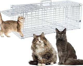 32" Live Animal Traps,Humane Animal Trap for Stray Cats up to 16.5 pounds, Raccoons, Squirrel, Skunk, Mole, Groundhog, Arm...