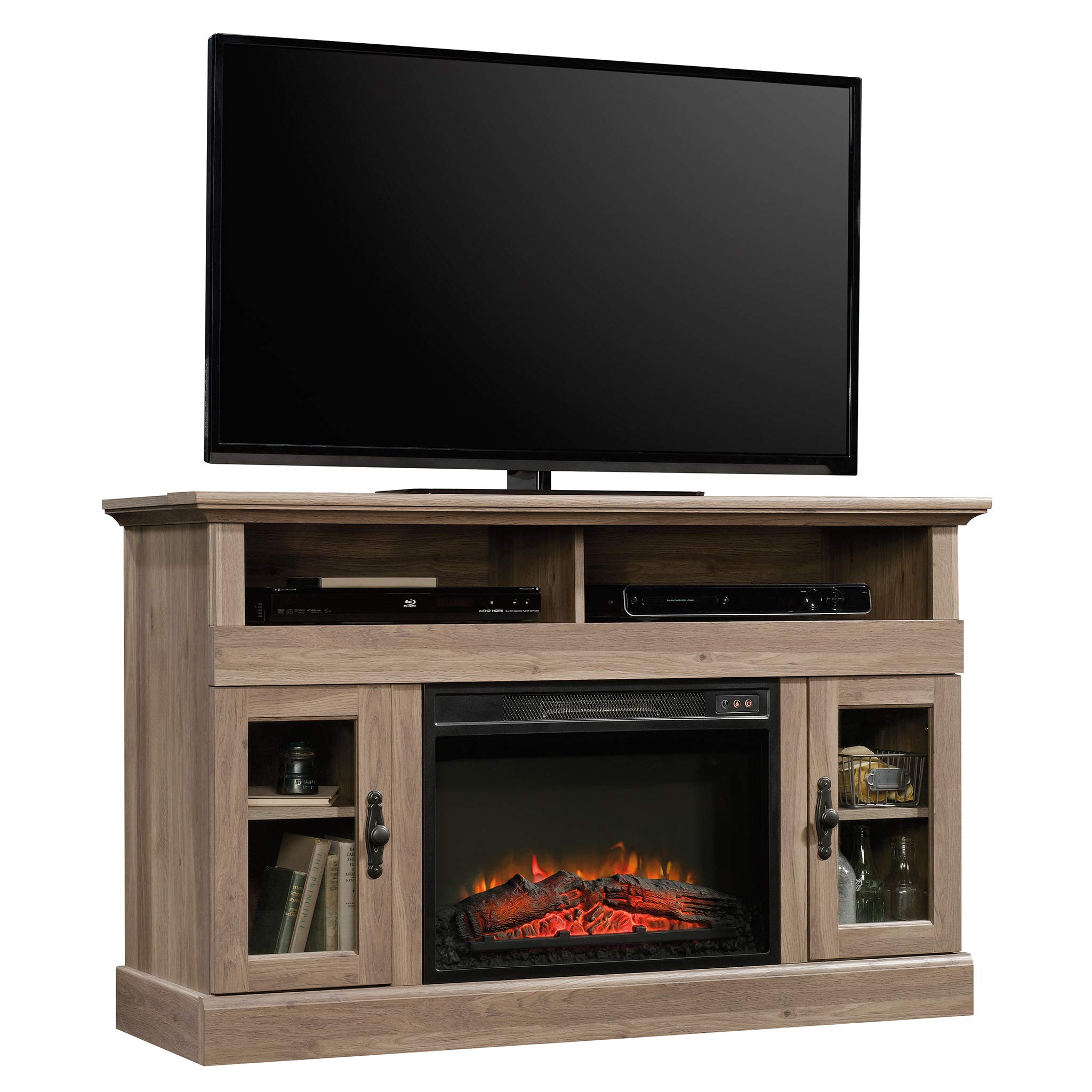 Sauder Barrister Lane Media Fireplace, for TVs up to 60", Salt Oak finish