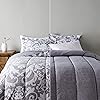 Amazon Basics King Size Comforter Sets, Ultra-Soft Lightweight Microfiber Reversible 3-Piece Bedding Sets, Gray Medallion