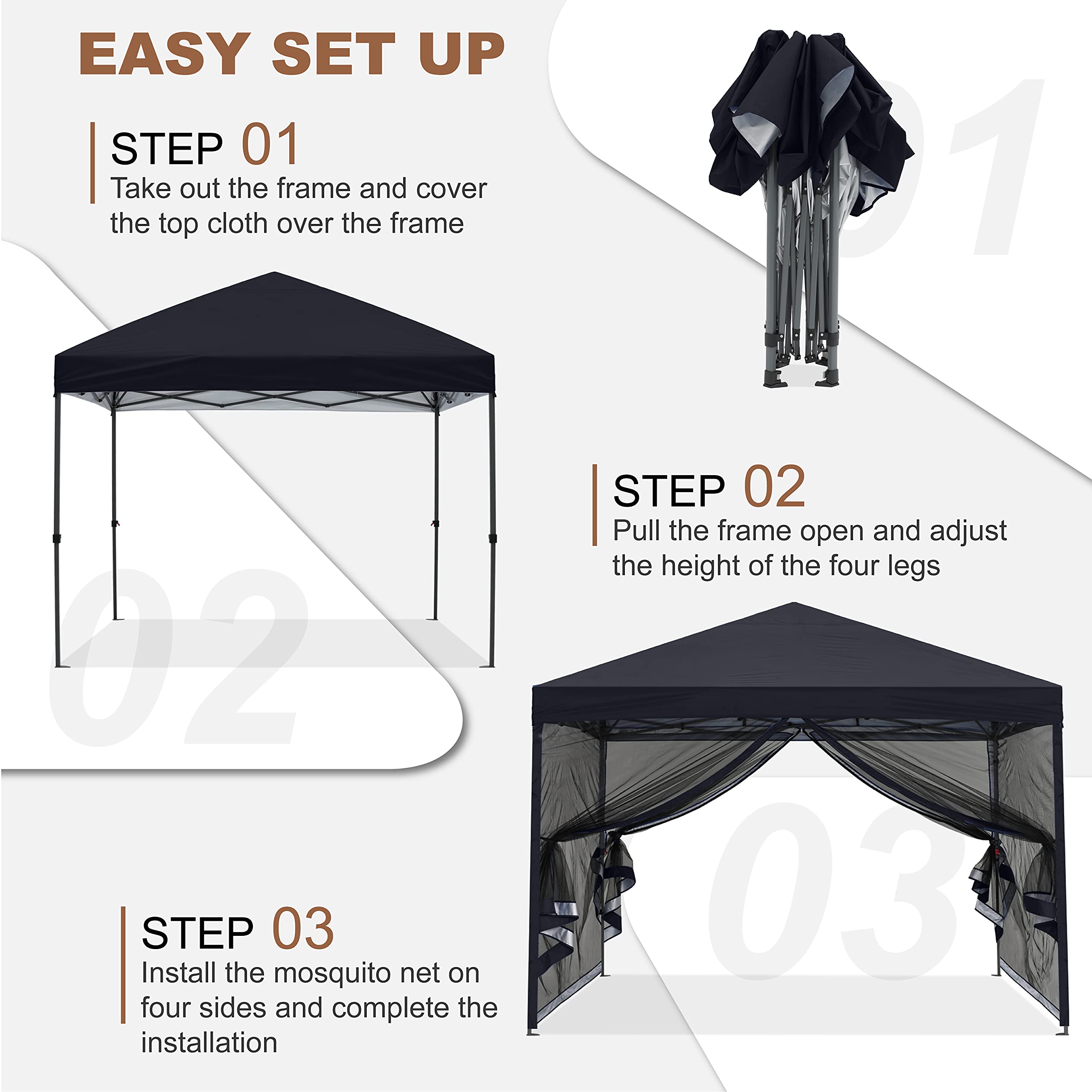 MASTERCANOPY Pop-Up Easy Setup Gazebo with Mosquito Netting Screen ...