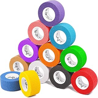 Inksafe Assorted Self Adherent Cohesive Bandages 2.5cm x 4.5m Box of 12 - Uses Include Vet Wrap, Tape for Wrist and Ankle ...