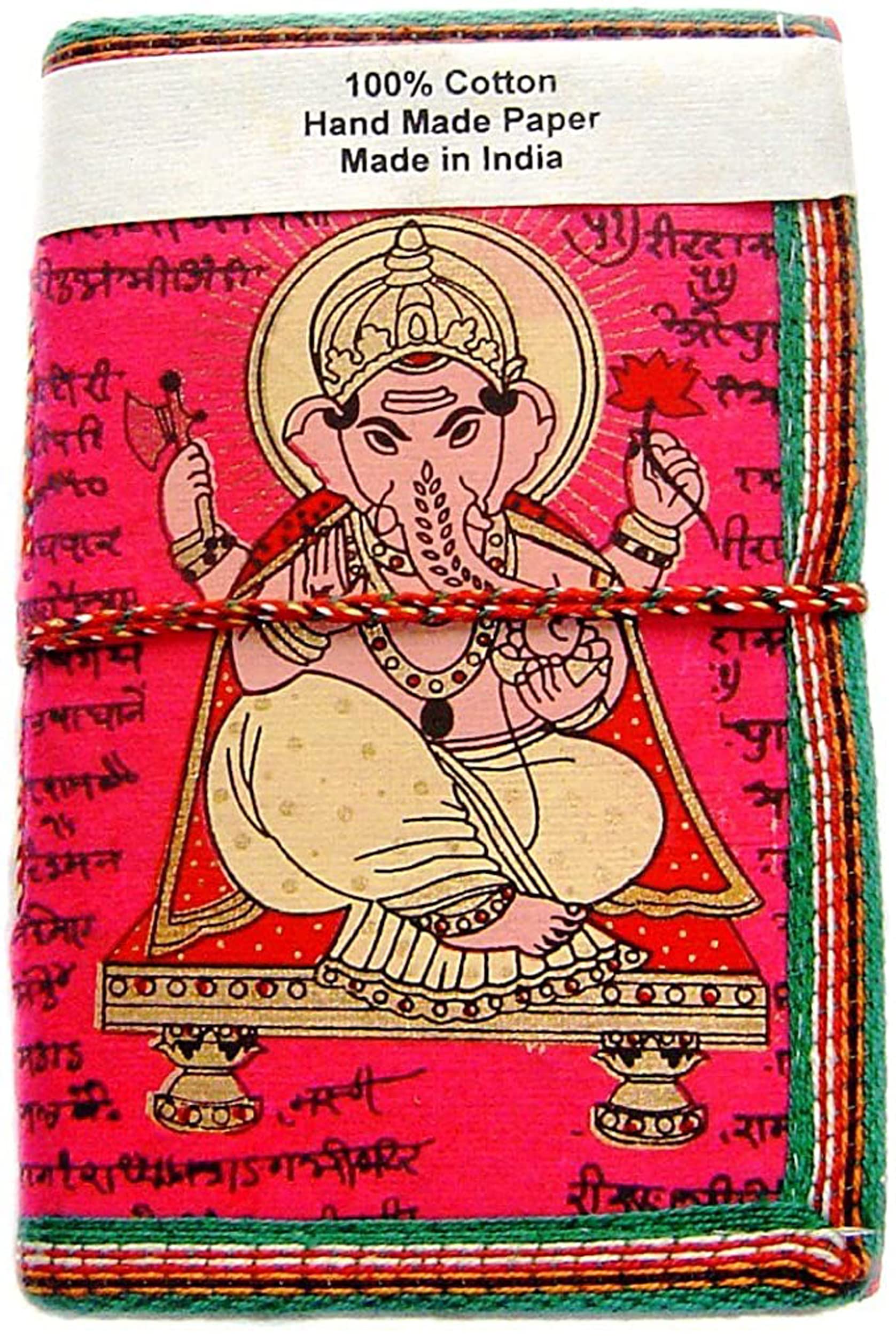 Rastogi Handicrafts Lokta Handmade Paper Journal Diary Note Book Planner Pink Ganpati the God of Wise SIZE - 6x4 INCH