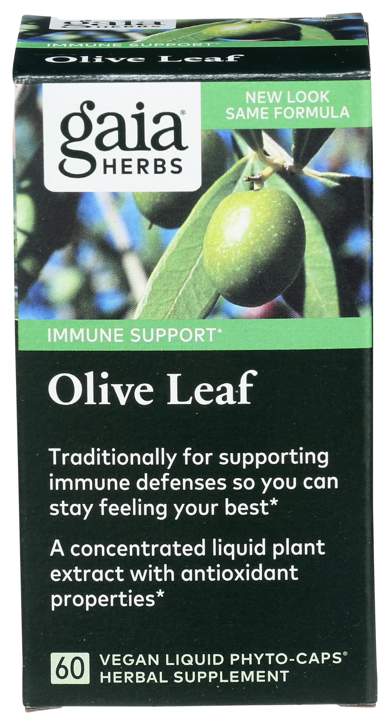 Gaia Herbs Olive Leaf - Traditional Immune Health Support - Immune System Supplement with Olive Leaf Extract and Oleuropein - 60 Vegan Liquid Phyto-Caps