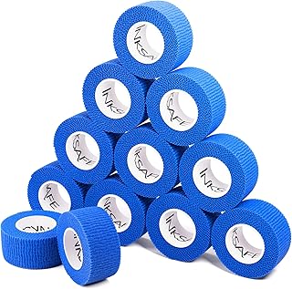 Inksafe Blue Self Adherent Cohesive Bandages 2.5cm x 4.5m Box of 12 - Uses Include Vet Wrap, Tape for Wrist and Ankle Spra...