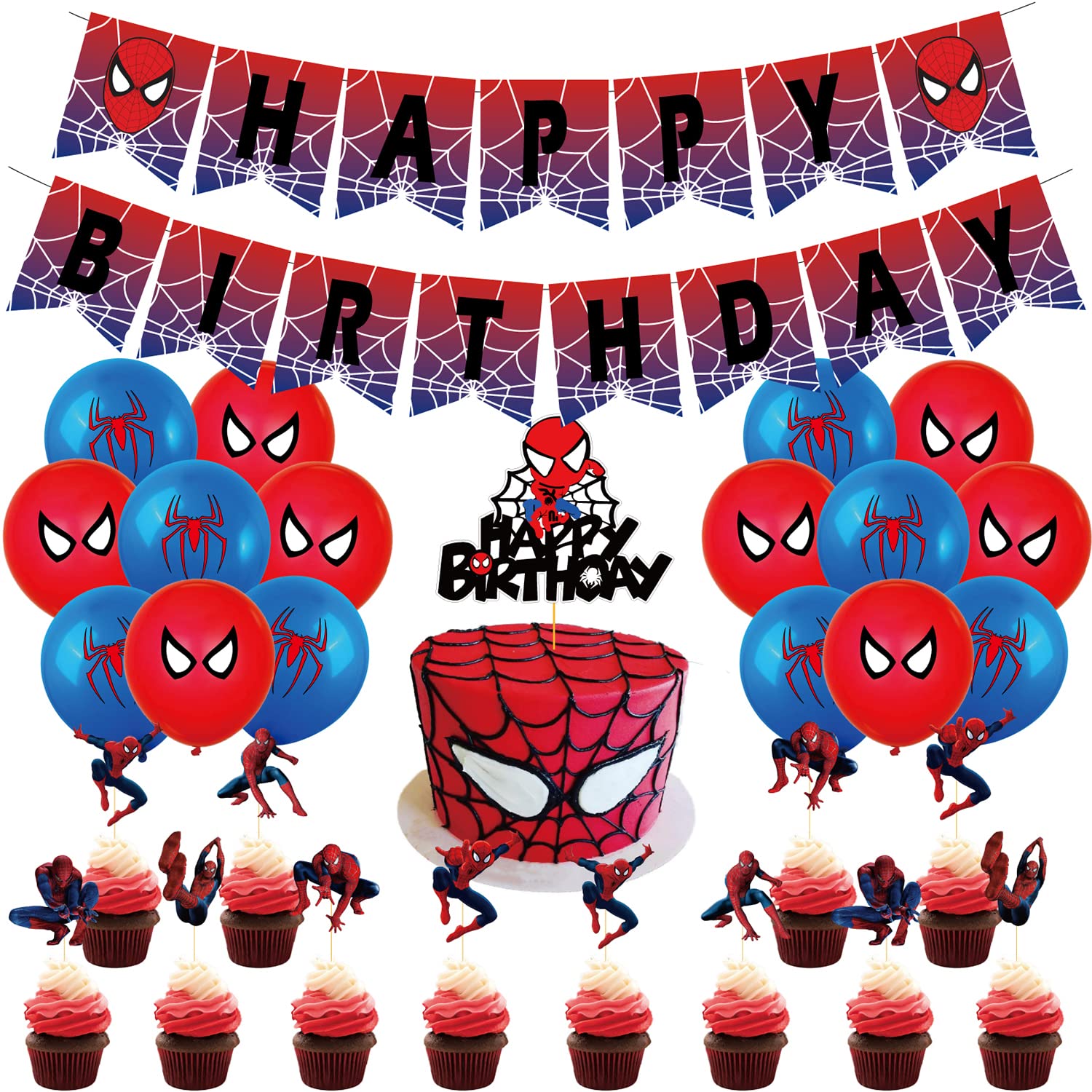 Buy Spiderman Birthday Decorations, Spiderman Party Supplies Includes ...