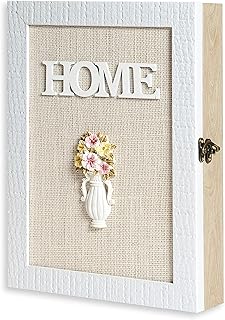 VELISTA Wooden Key Box Wall Mount – Cute and Rustic Decorative Key Cabinet – Premium Cabinet Key Holder with 6-Hooks – Sma...