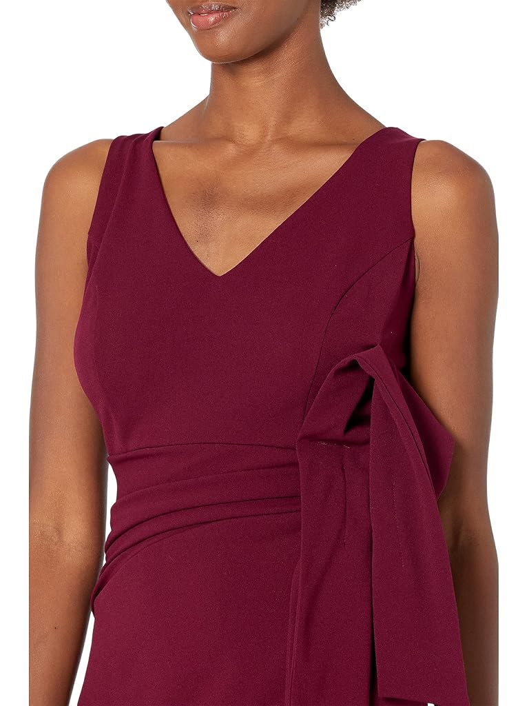 MARINA Stretch Crepe V-Neck Bow Dress