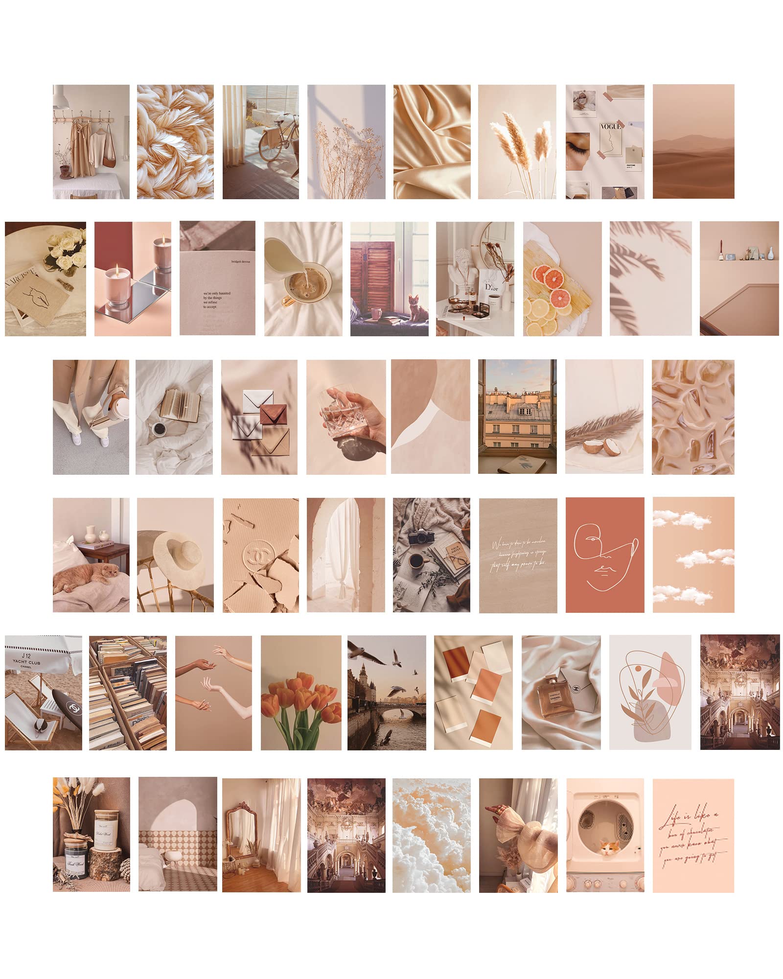 Buy Boho Wall Collage Kit Aesthetic Pictures,Beige Photo Aesthetic Kit ...