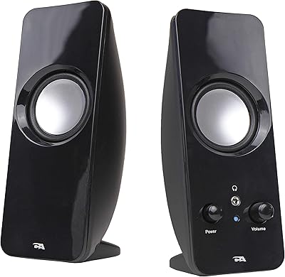 Cyber Acoustics CA-2050 Dynamic Curve Series Sonic 2.0 Powered Speaker System (Ca-2050), Black