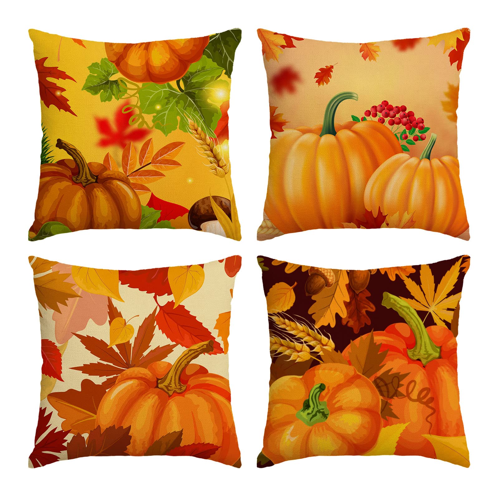 Amazon.com: Set of 4 Fall Pillow Covers 12x12 Inch Fall ...