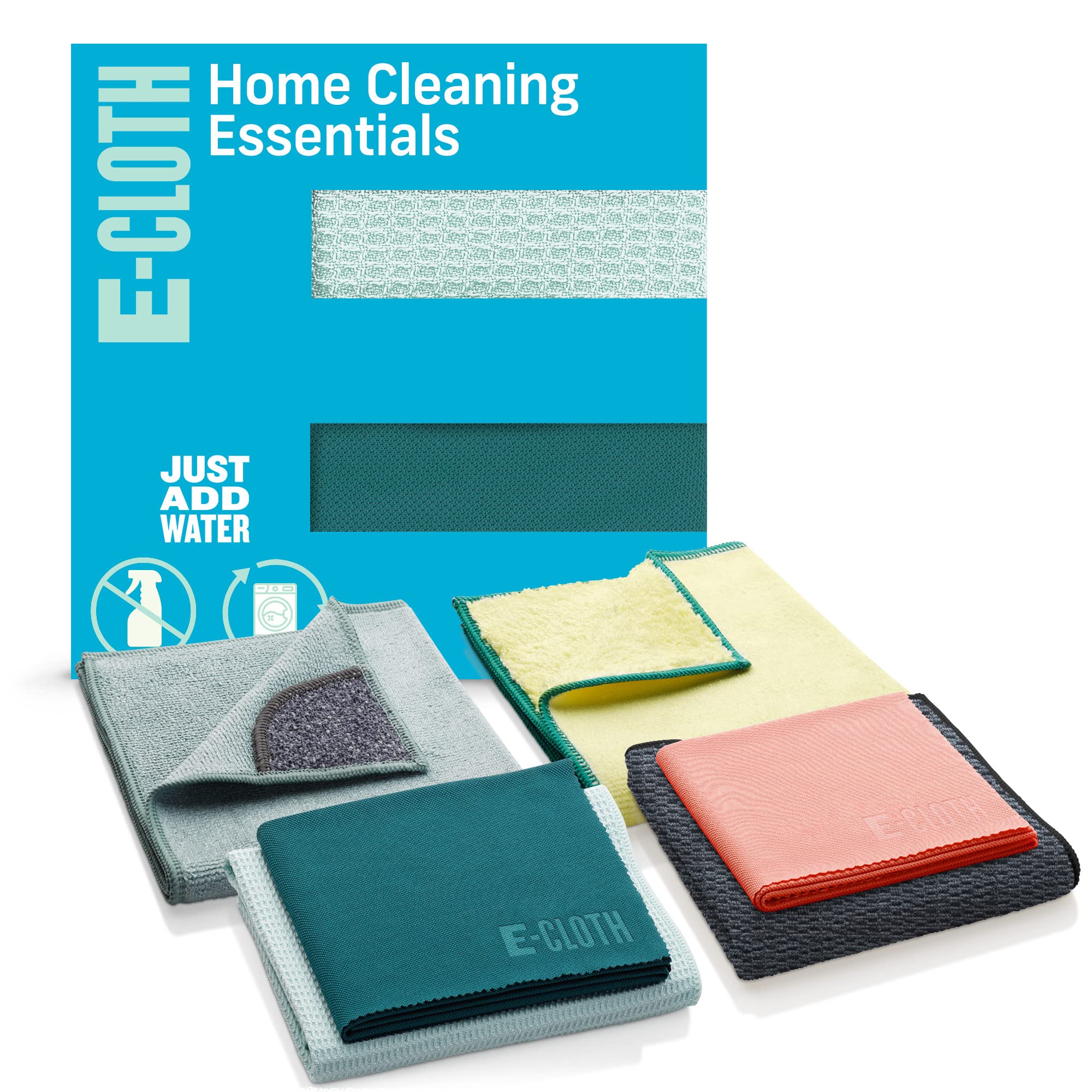 E-cloth 6 piece home cleaning essentials, premium microfiber cleaning cloth and supplies set, ideal cleaner for glass, window, kitchen, dust, granite, and marble, 100 wash guarantee