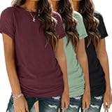 Womens 3 Pack T Shirts Short Sleeve Tees Crewneck Fashion Basic Tops Loose Fit Casual Summer Outfits Soft Clothes 2025