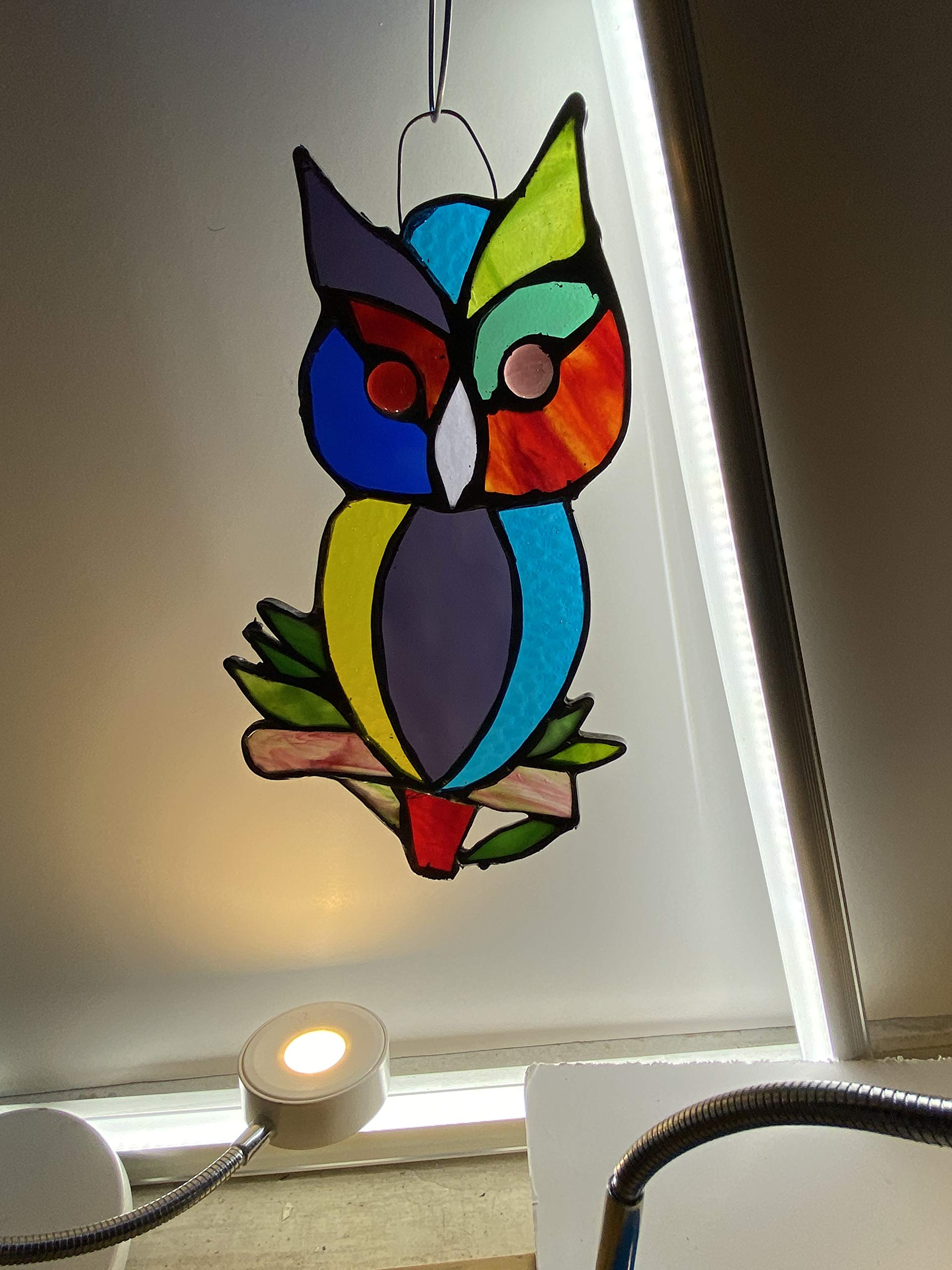 multicolor Owl stained glass