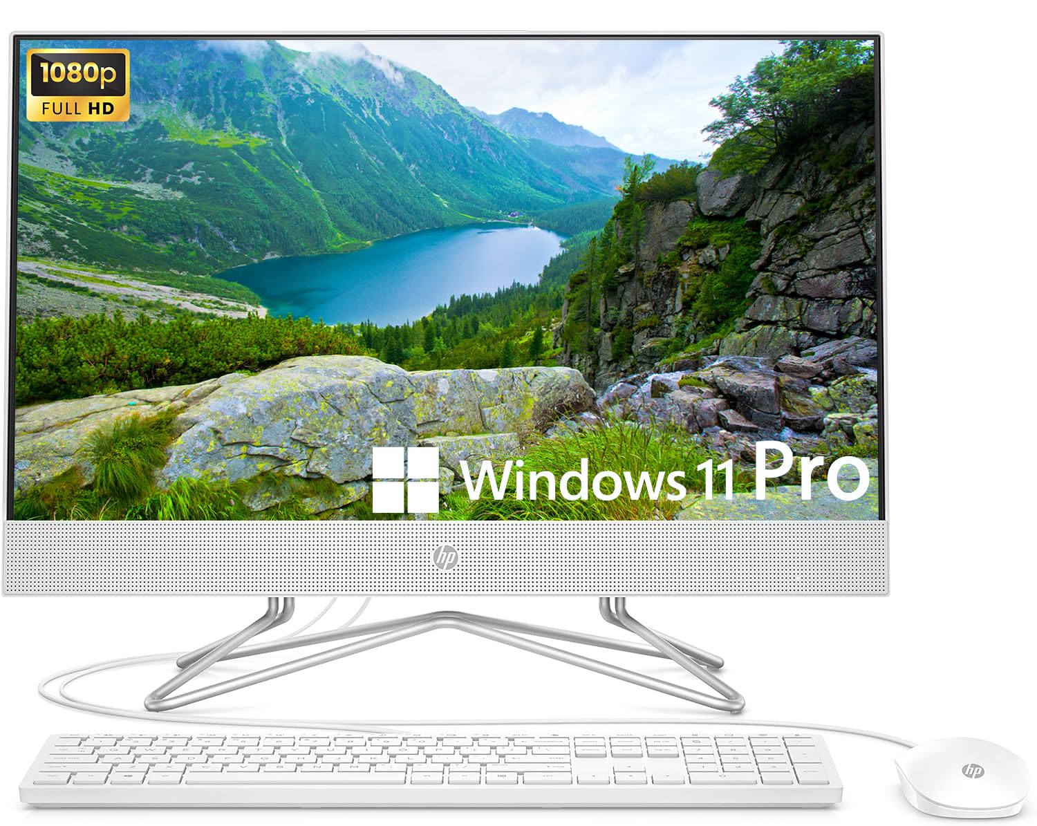 HP All-in-One Desktop Computer, 21.5" FHD Display, Intel Celeron J4025 Processor, 16GB RAM, 256GB SSD, Webcam, HDMI, RJ-45, Wired Keyboard&Mouse, Wi-Fi, Windows 11 Pro