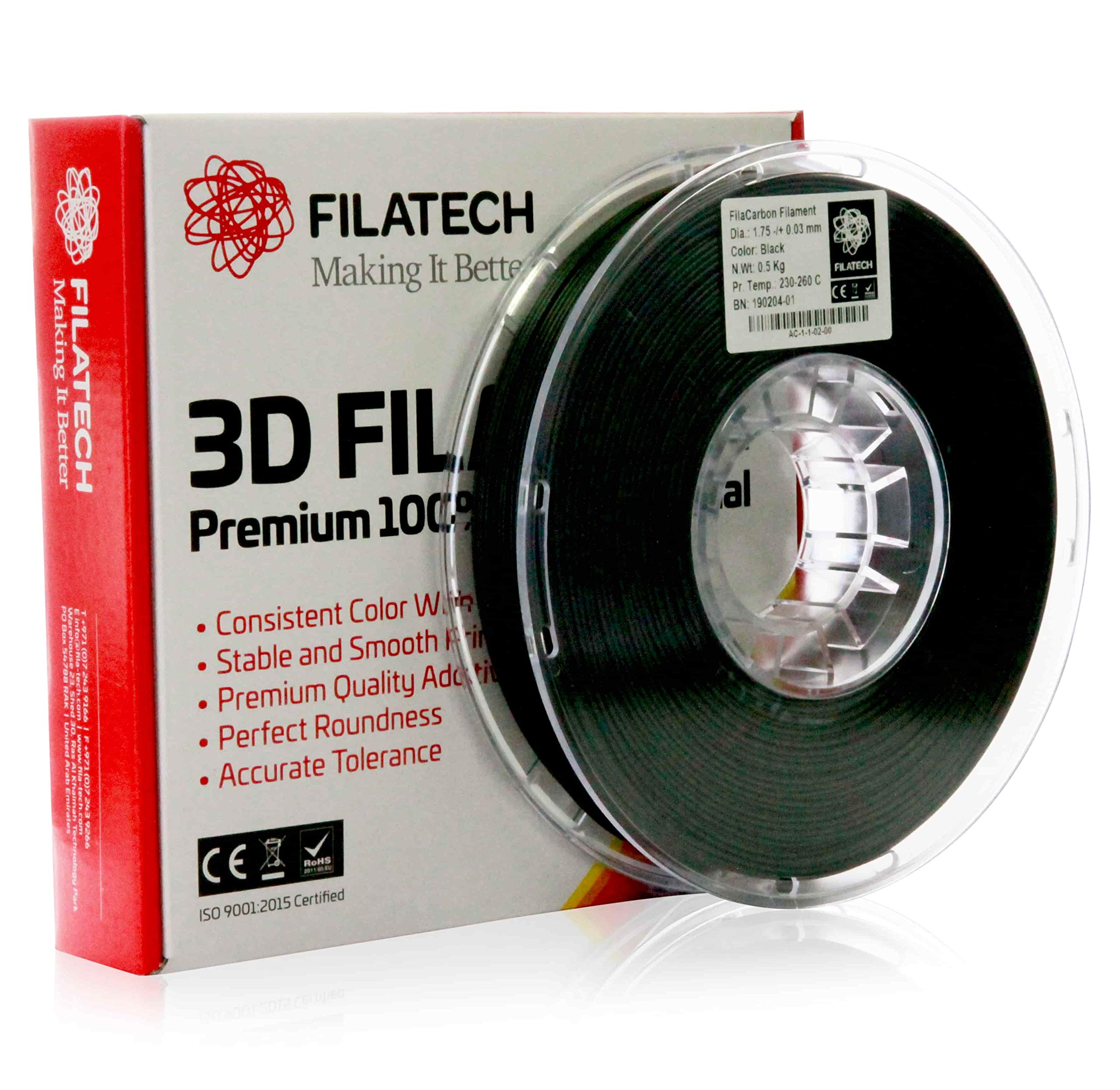 Filatech FilaCarbon ABS-Carbon Fiber Composite Filament-1.75mm-Black-0.5KG - Made in UAE