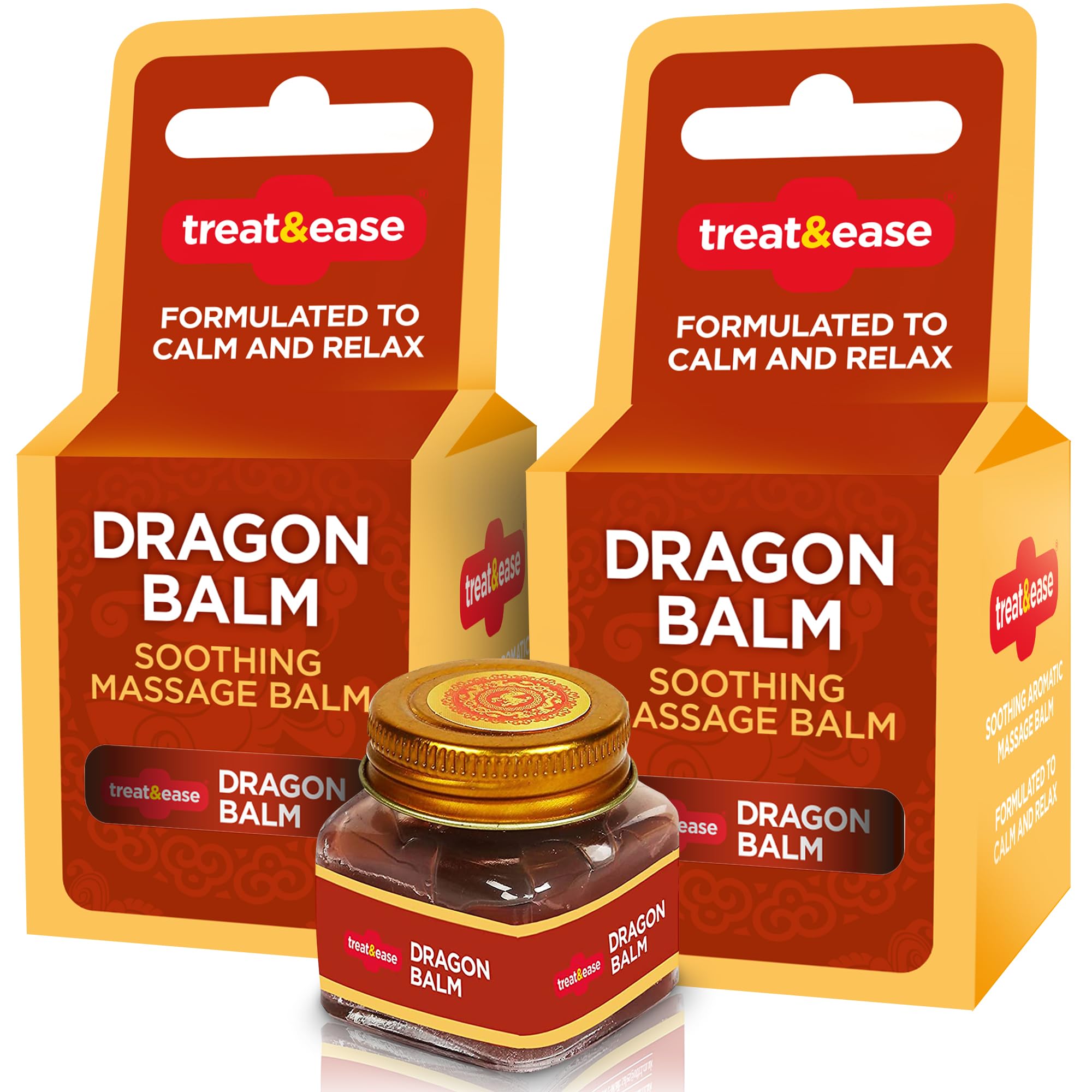 SOL 2pk Dragon Balm 60g, Tiger Red Balm, Massage Balm Rub, Heat Rub for Pain Relief, Muscle Rub, Headache Balm, Cream for Back Pain, Neck & Shoulder Rub, Oriental Balm + SOL Sticker